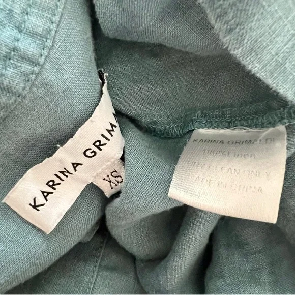 Karina Grimaldi Zelie Solid Mini Dress Element Blue Denim Button Drop Waist XS - Picture 12 of 13